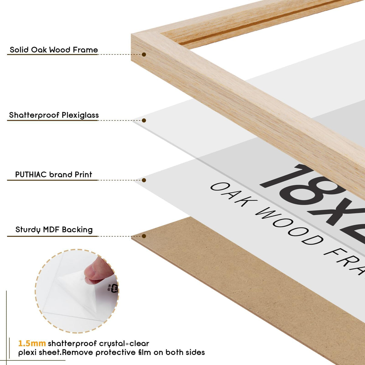 puthiac natural oak finish highlights real wood grain for warm wall decor