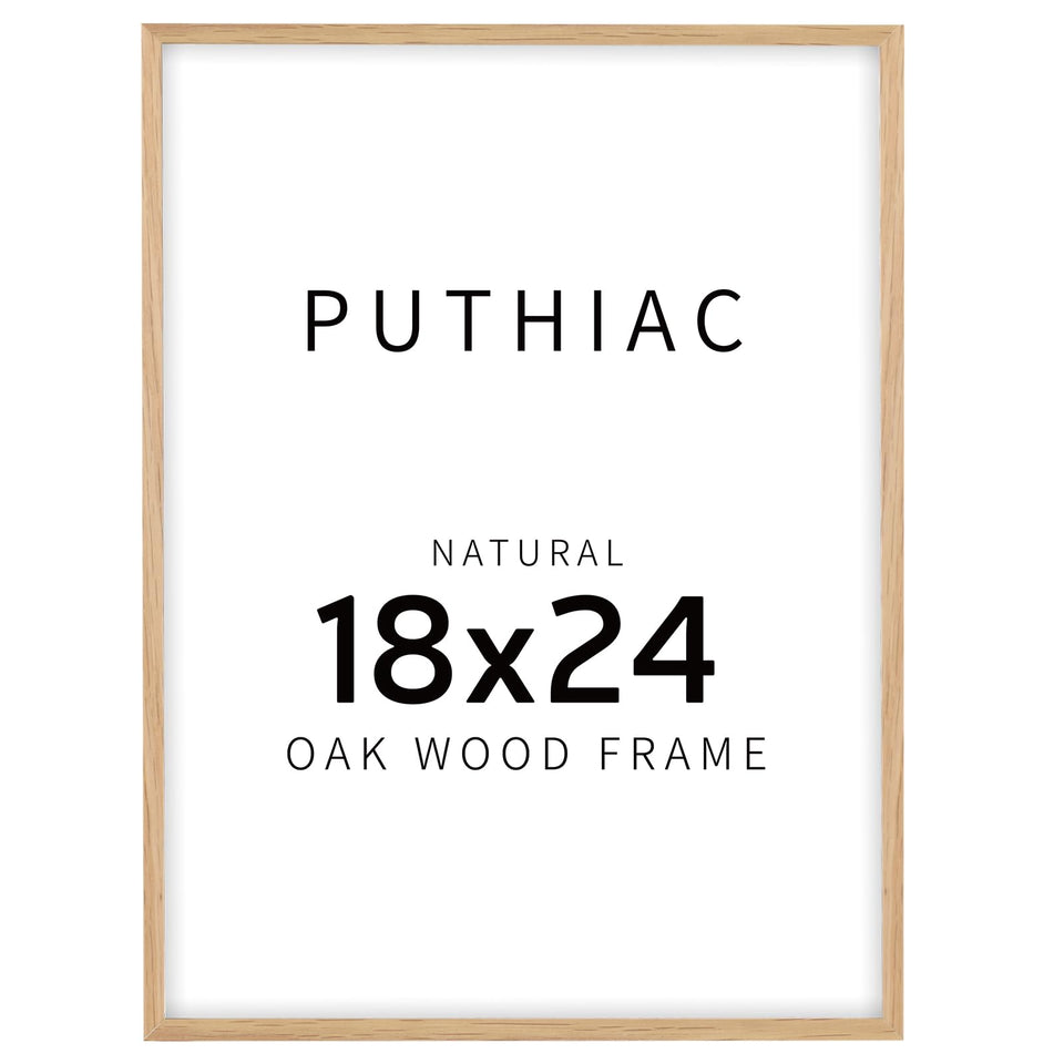 puthiac 18x24 solid oak frame with plexi front for edge-to-edge poster display