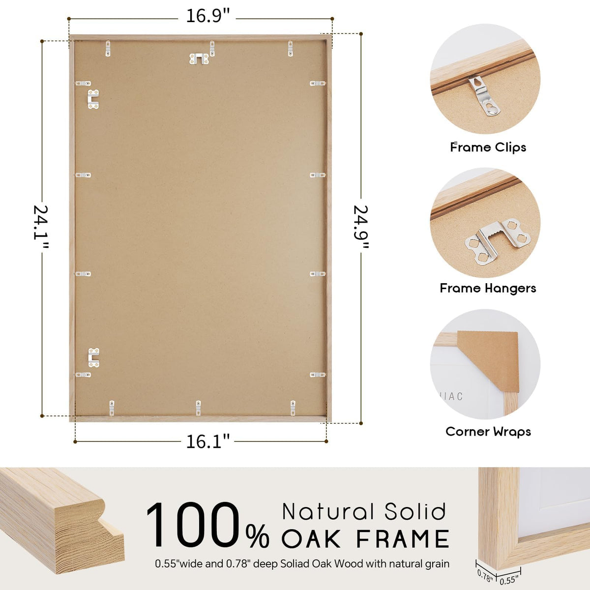 puthiac solid oak frame wall-mount horizontal or vertical for flexible decor