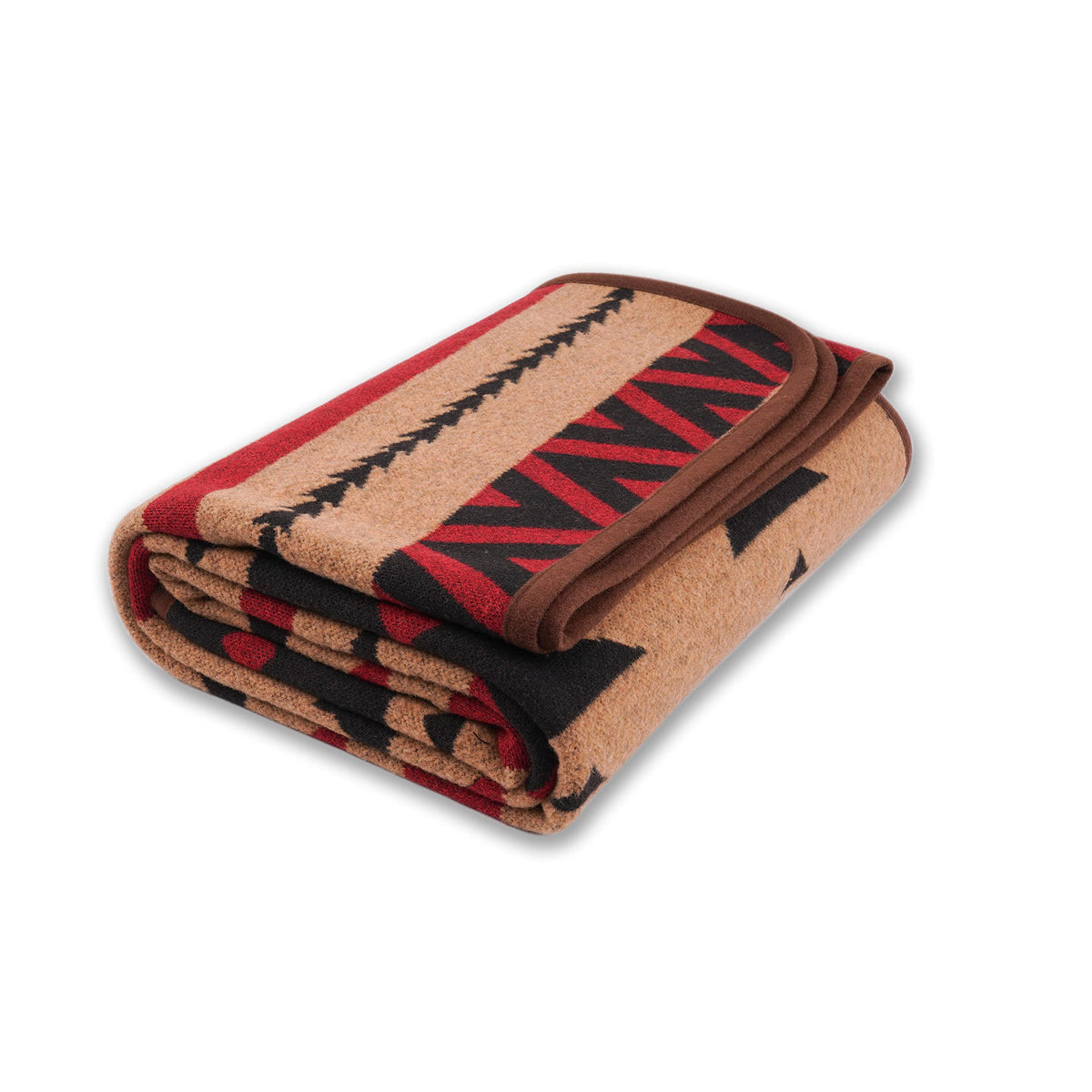 PuTian merino-wool blanket striped fire light tan for outdoor warmth and comfort.