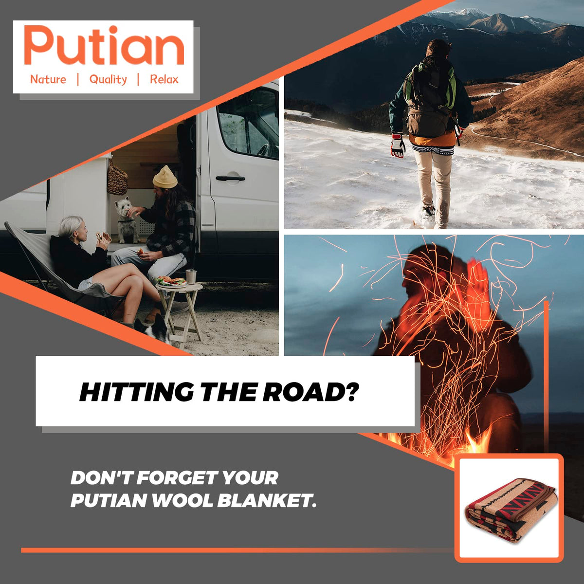 PuTian merino-wool blanket travel-friendly throw for camping or travel comfort.
