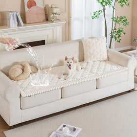 PuTian waterproof fuzzy couch cover on sofa protects furniture from pets