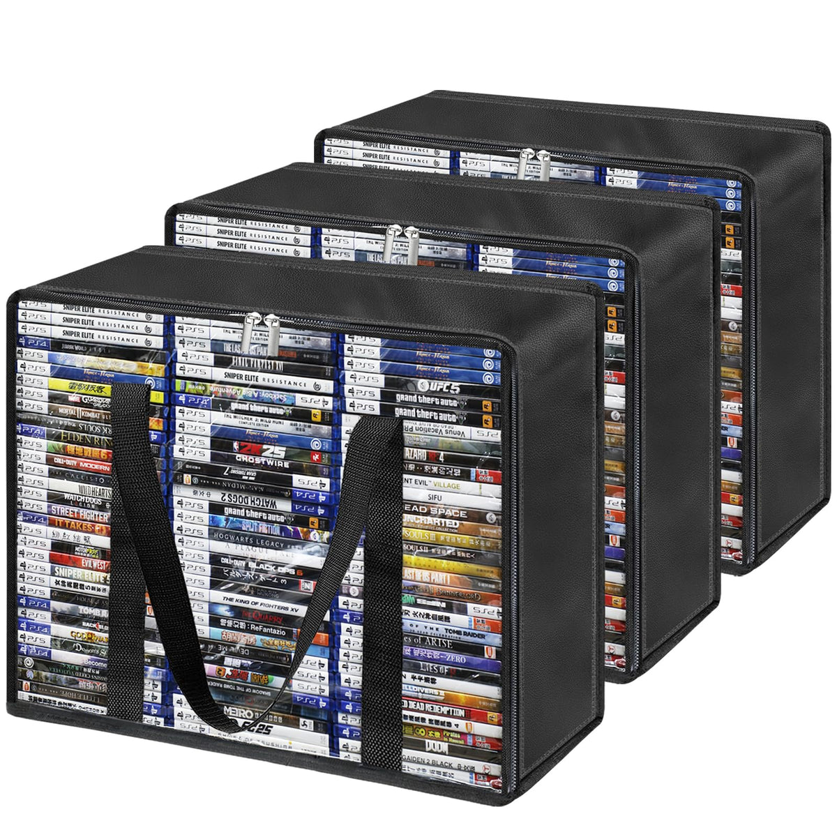PUTNATRUE DVD storage bag with clear front panel for quick access to 70 discs