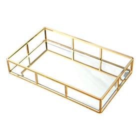 PuTwo Tray Mirror with gold finish highlighting jewelry organization.