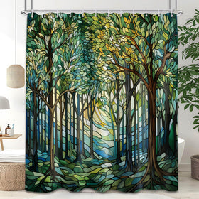 puuiui green nature tree pattern curtain prevents splashes and adds privacy