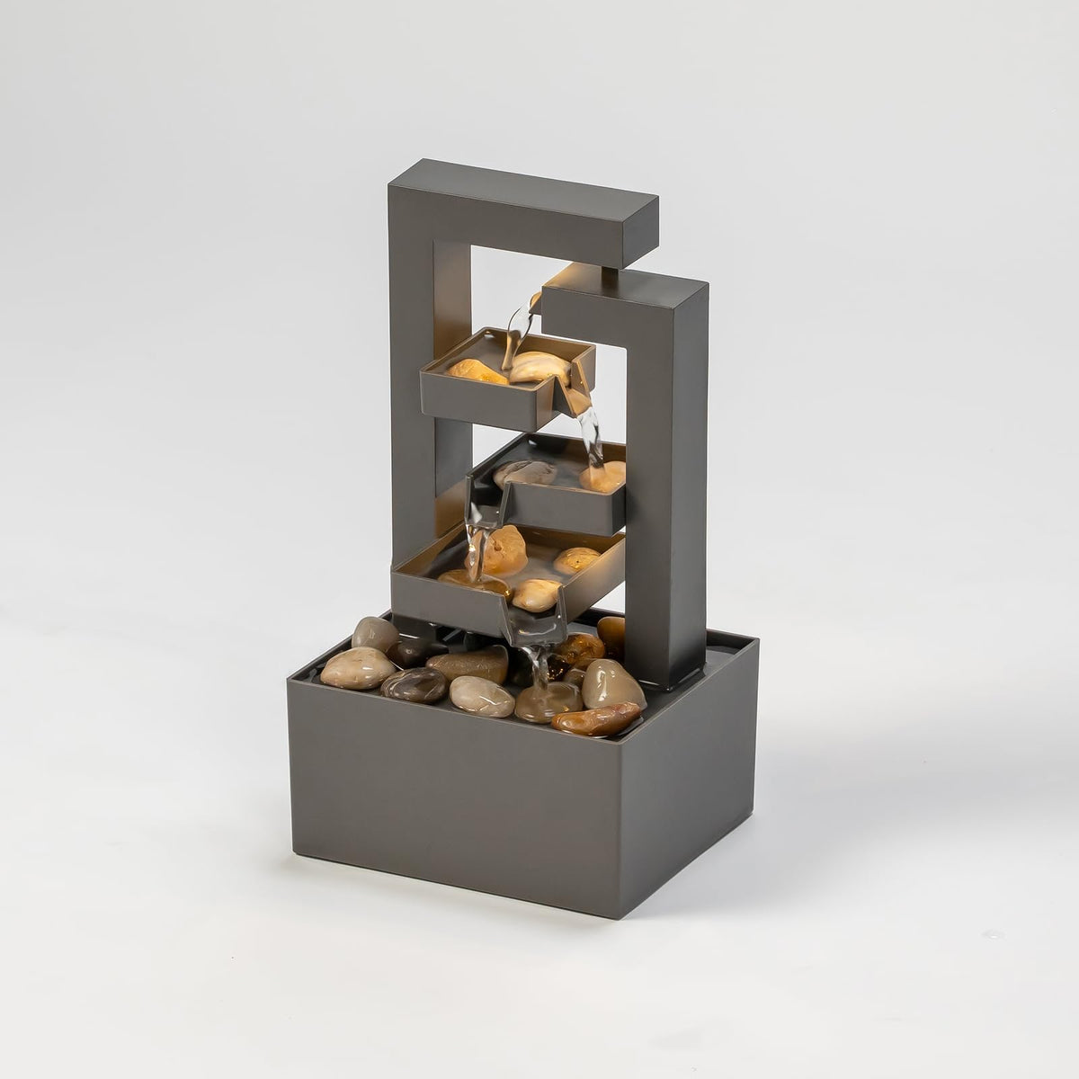 PUULYE compact desk fountain fits on shelves, nightstands, or counters.
