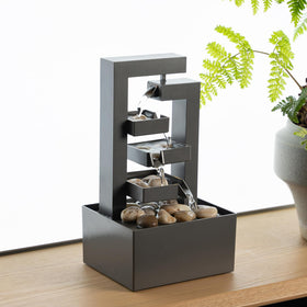PUULYE desktop waterfall fountain with a 3-tier design creates tranquil ambiance.