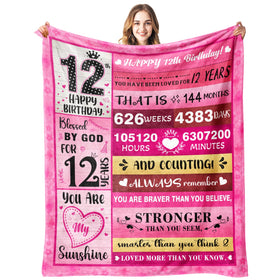 PVDSAVE 12 Year Girl Blanket on display, a thoughtful birthday gift.