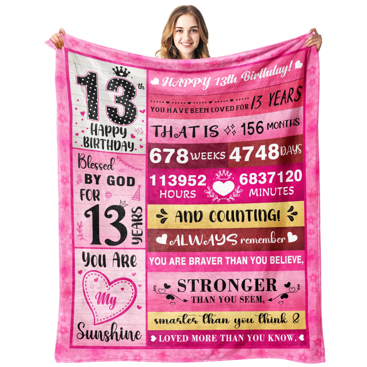 PVDSAVE 13th birthday blanket on a bed for cozy celebration