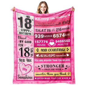 PVDSAVE 18th birthday blanket close-up showing meaningful words for celebration