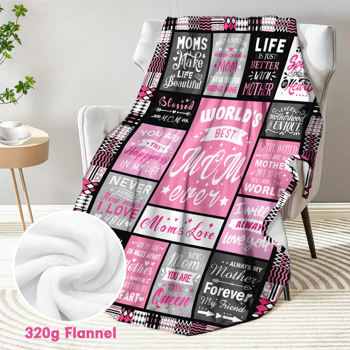 PVDSAVE 50x60 size shown on bed for cozy coverage.