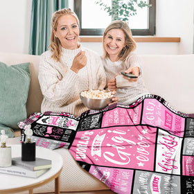 PVDSAVE Best Gigi Ever blanket shown as a stylish home accent