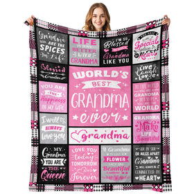 PVDSAVE Grandma Life Blanket 50x60 draped in a living room for a cozy keepsake.