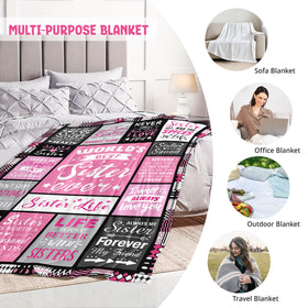PVDSAVE Sisters Life Blanket travels easily as a cozy travel companion.