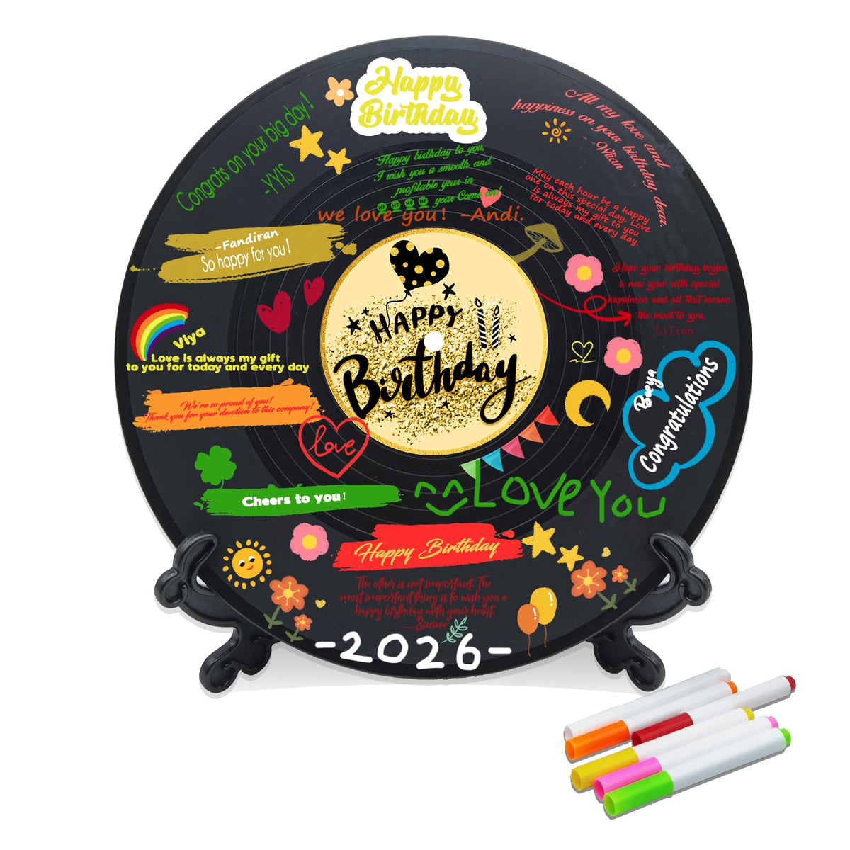 pwvsayjcj vinyl record birthday decorations with guest sign-in area for memories
