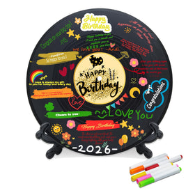 pwvsayjcj vinyl record birthday decorations with guest sign-in area for memories