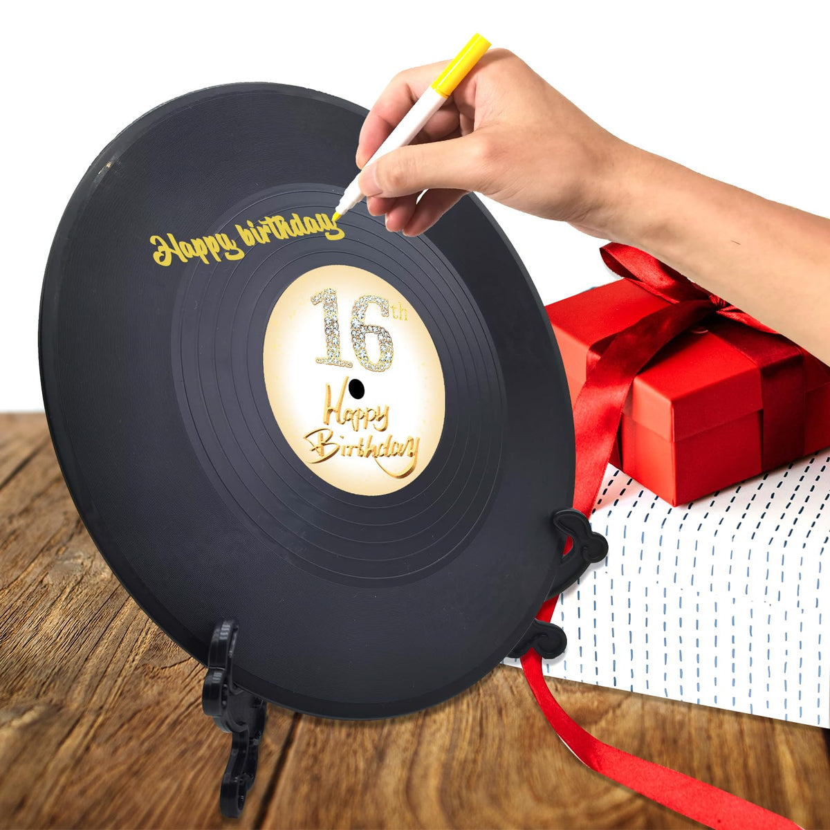 pwvsayjcj vinyl record sign-in poster brightens any birthday celebration