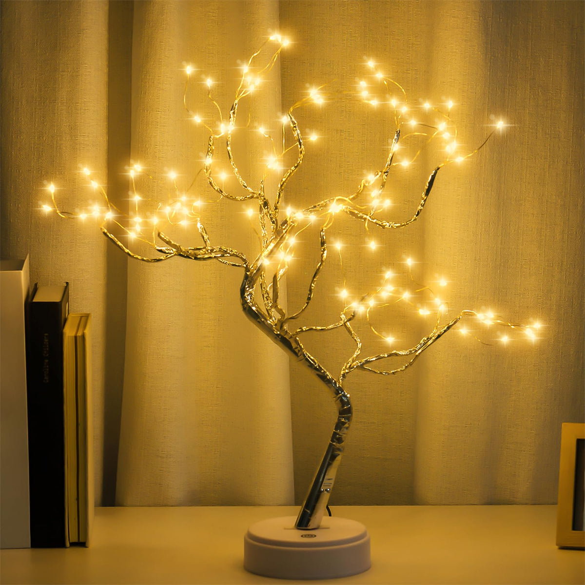PXBNIUYA bonsai tree light with 108 LEDs for cozy ambient lighting.