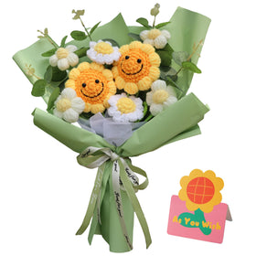 PXFCXVMQ crochet sunflowers bouquet with durable cotton thread for lasting decor.