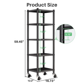 PXRACK 5-tier shelf open design enables easy access to kitchen items.