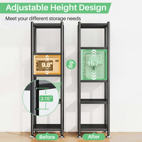 PXRACK adjustable shelves close-up demonstrates 3.15-inch increments.