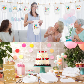 Pydeeirom display setup capturing a playful baby shower moment