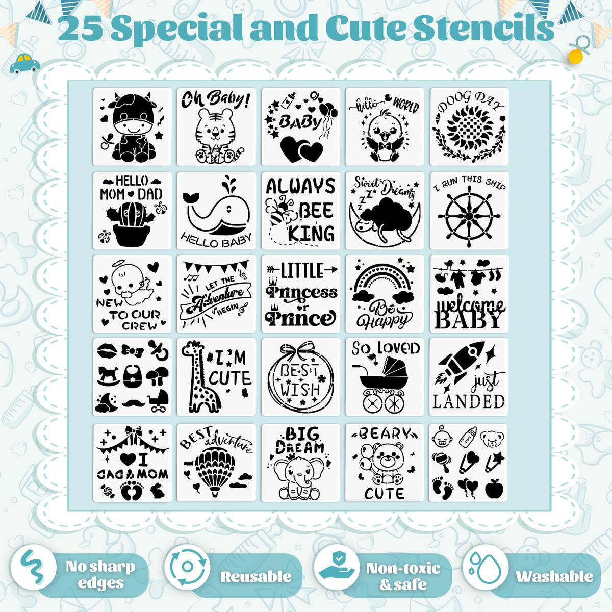 Pydeeirom stencil set for easy pattern decorating
