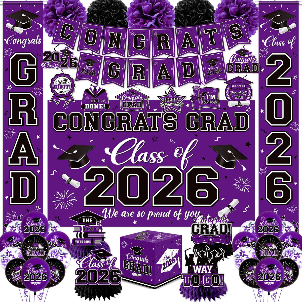 Pymurod graduation banner with 'Congrats Grad' text for photo-worthy moments.