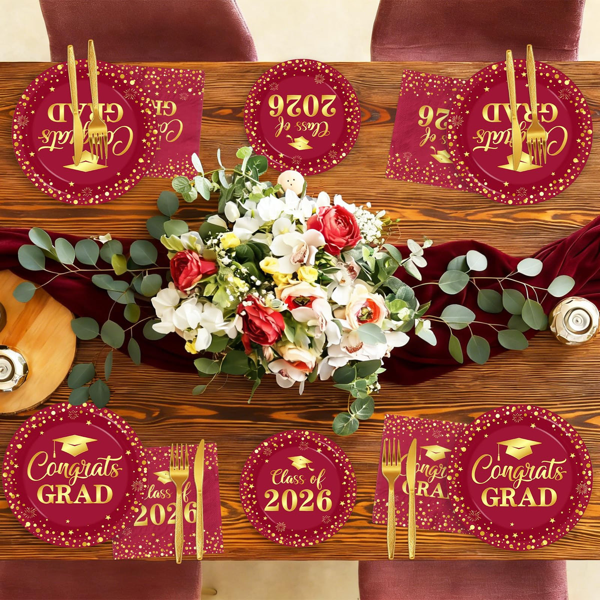 Pymurod graduation cups 2026 maroon gold sturdy for drinks.