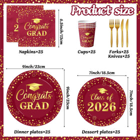 Pymurod graduation napkins 2026 maroon gold absorbent for spills.
