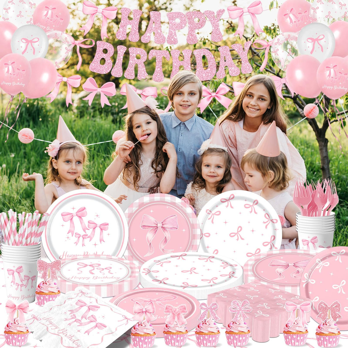 Pymurod Pink Bow Balloons add color and festive flair.