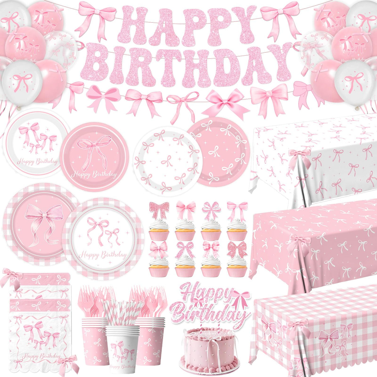 Pymurod Pink Bow Banner adds festive birthday flair for celebrations.