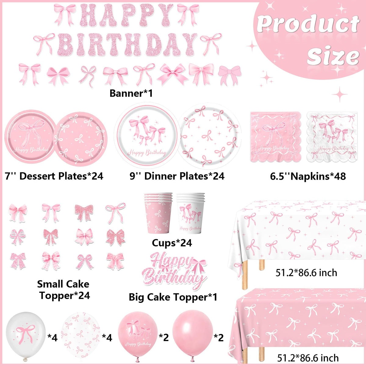 Pymurod pink bow napkins add coordinated color and quick cleanup.