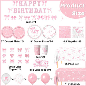 Pymurod pink bow napkins add coordinated color and quick cleanup.