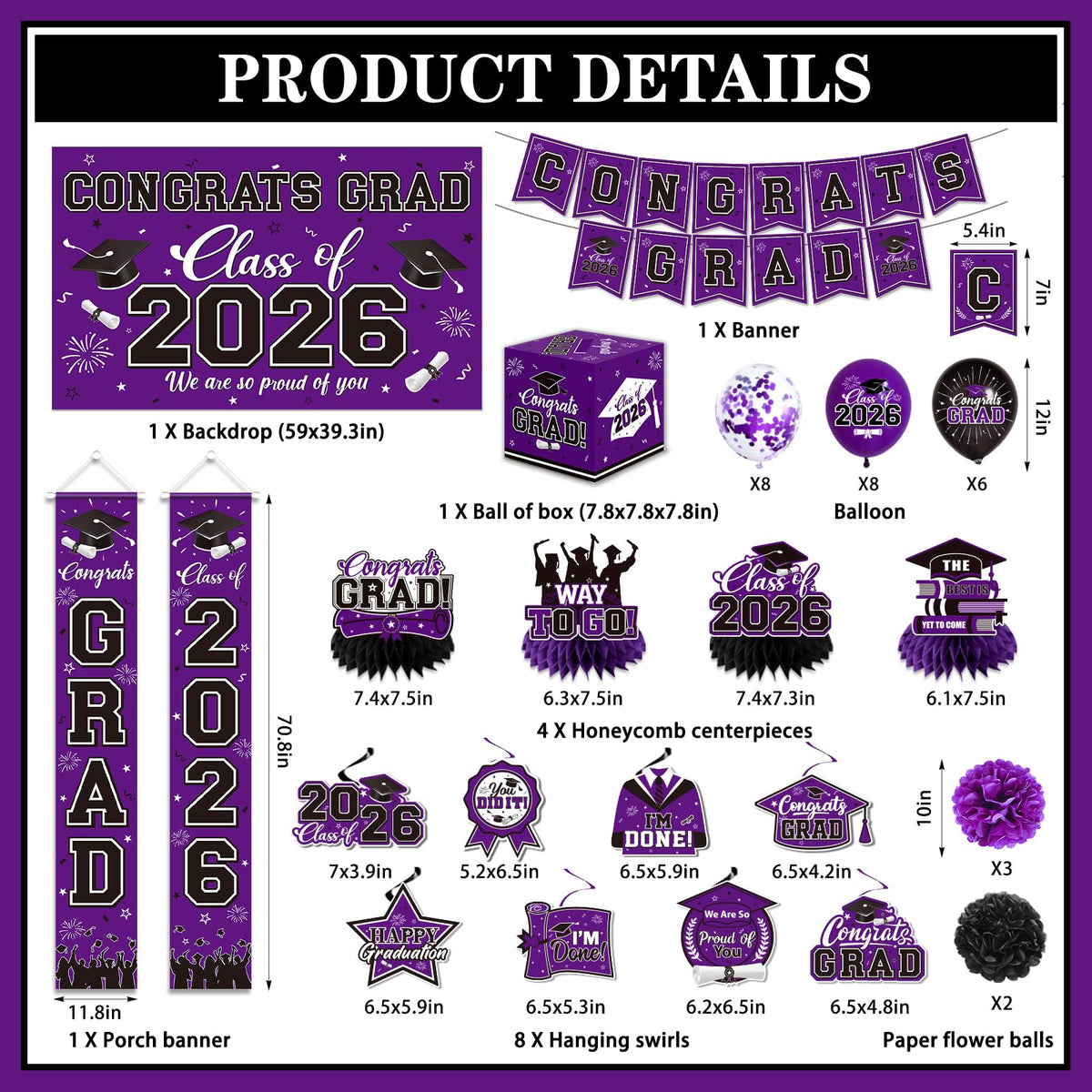 Pymurod porch banners brighten indoor and outdoor graduation parties.