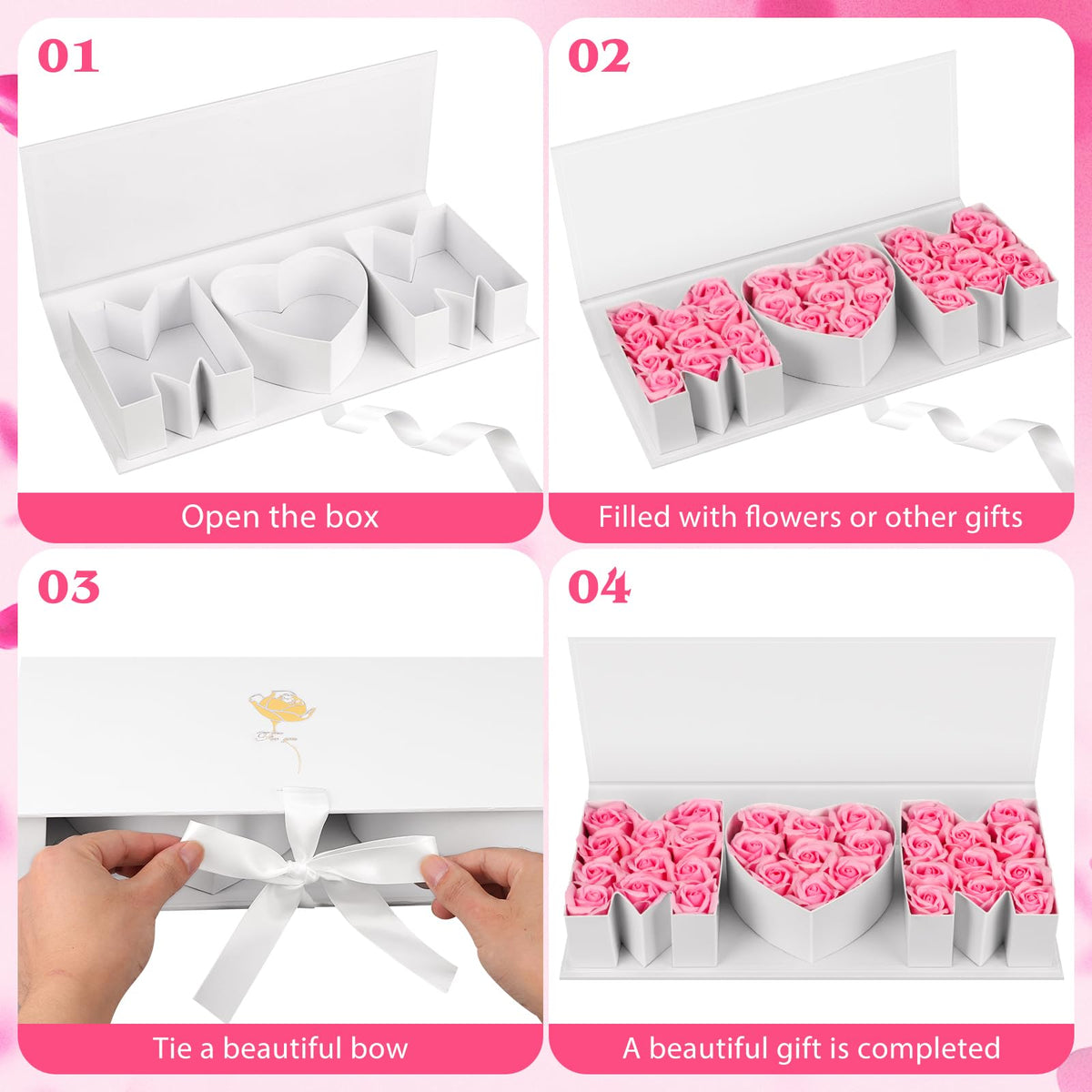 PYQTH mom box with decorative ribbon details for premium packaging