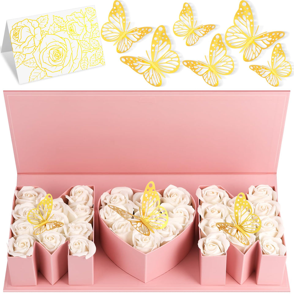 PYQTH Mother's Day Flower Box with letter M heart design for a heartfelt gift presentation