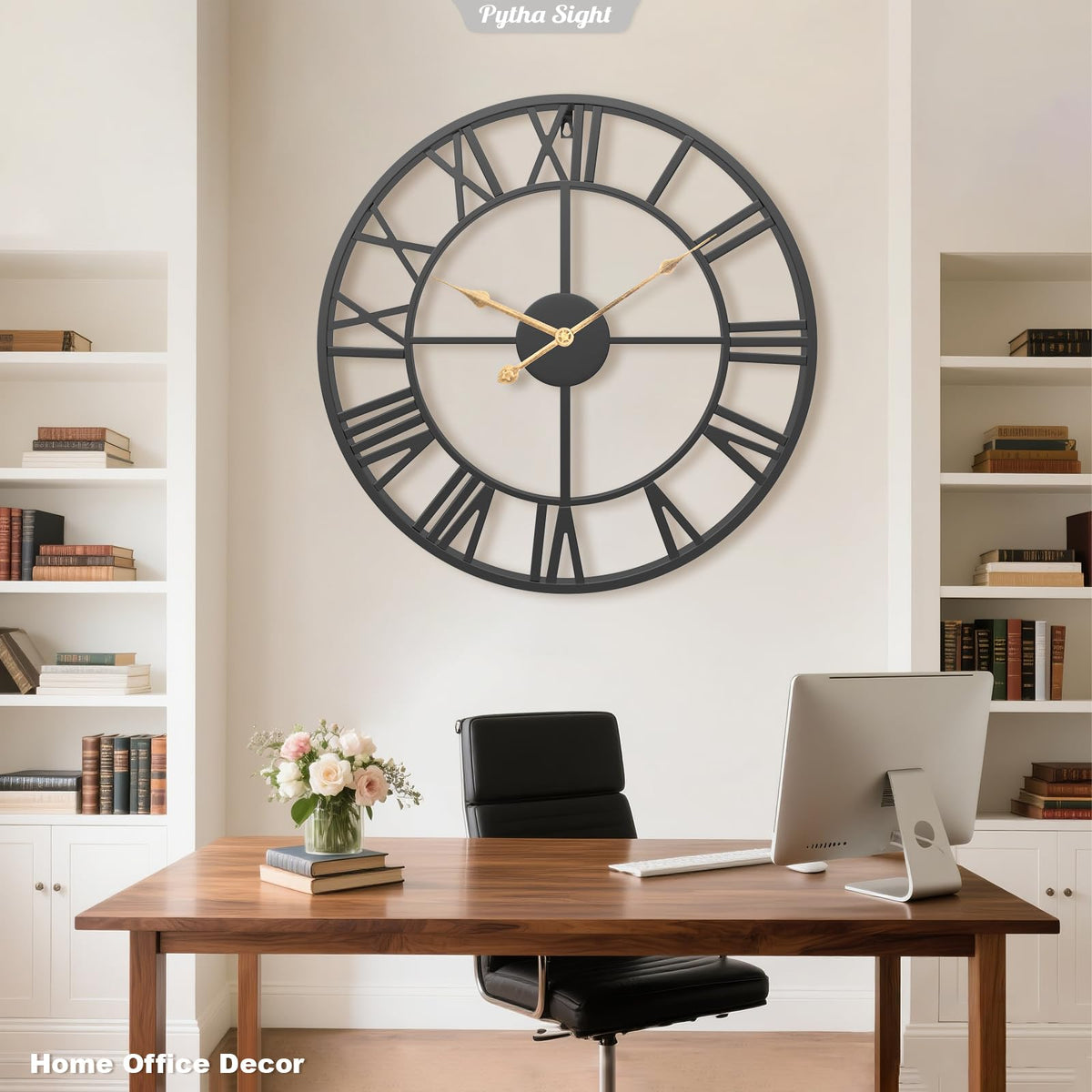 Pytha Sight handcrafted clock rear slot hanging simplifies setup.