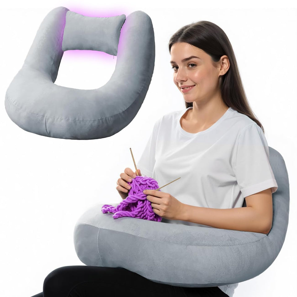 Pyurifai crochet pillow backrest supports upright reading posture.