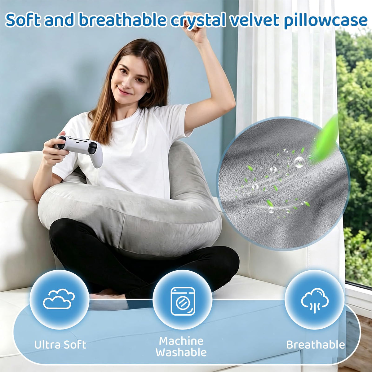 Pyurifai crochet pillow care tips include washing and expansion guidance.