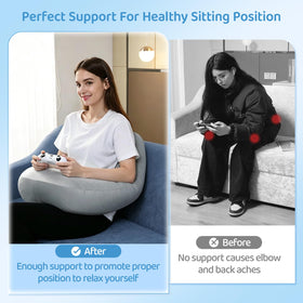 Pyurifai crochet pillow wide hand-space surface for crocheting or gaming.