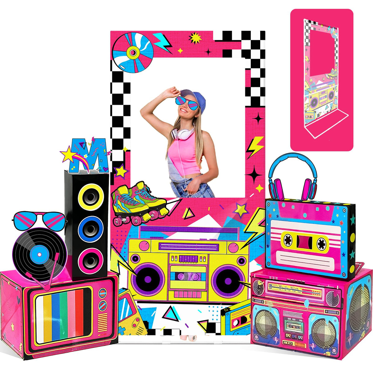 Pzhgoct 80s 90s photo booth frame prop for fun group photos at parties