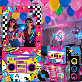 Pzhgoct retro color pop backdrop brings vibrant party scenery