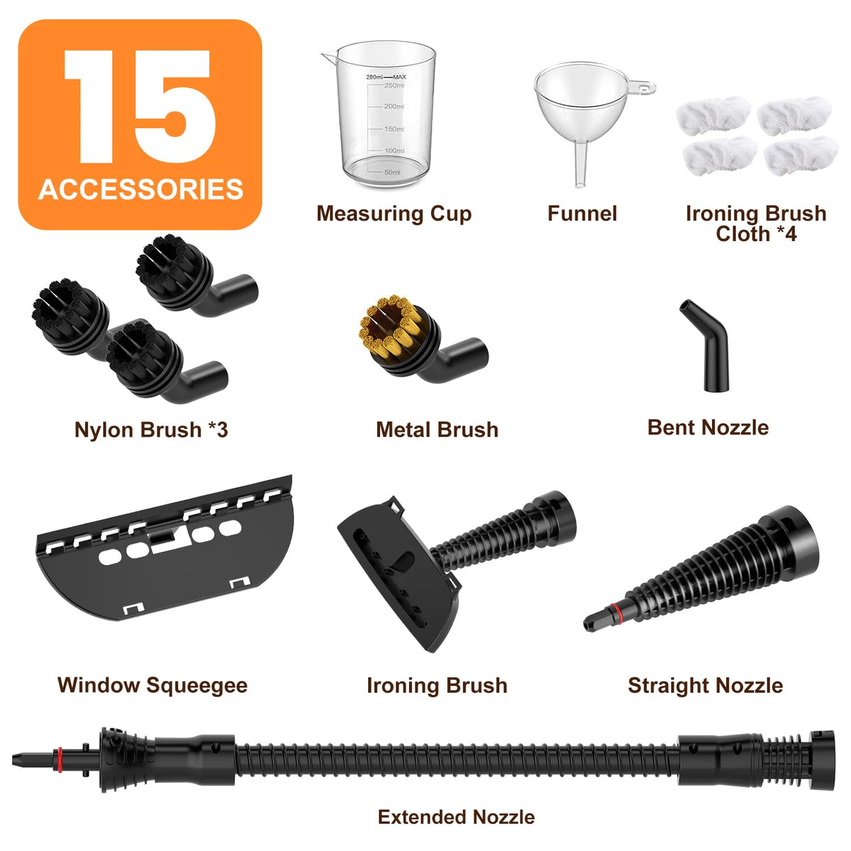 Pzmlu 15-piece accessory set for tailored cleaning tasks