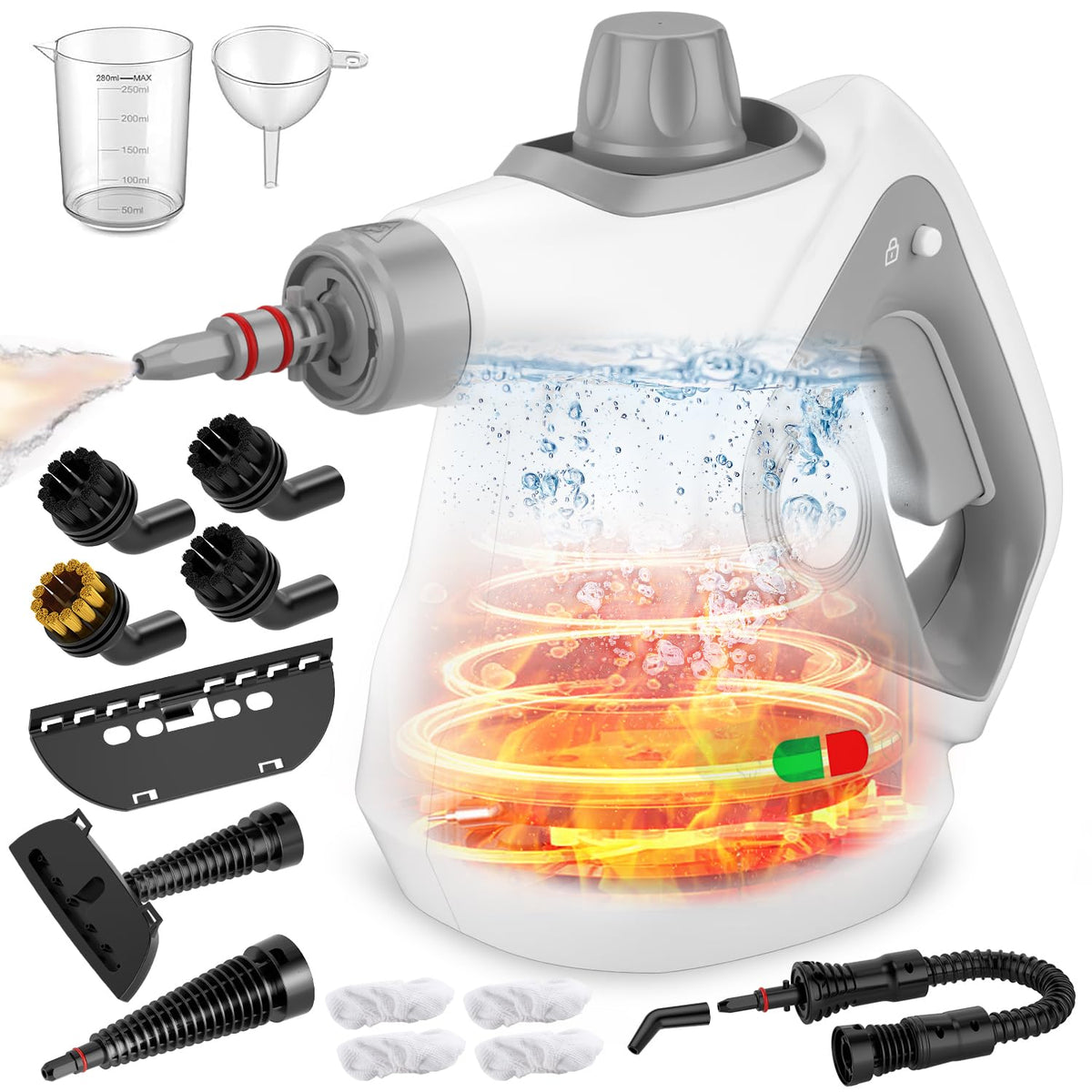 Pzmlu handheld steam cleaner heats quickly for rapid cleaning