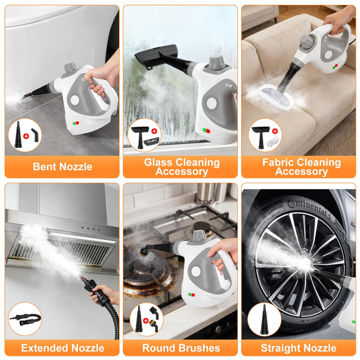 Pzmlu steam cleaner portable with long cord for easy room-to-room cleaning