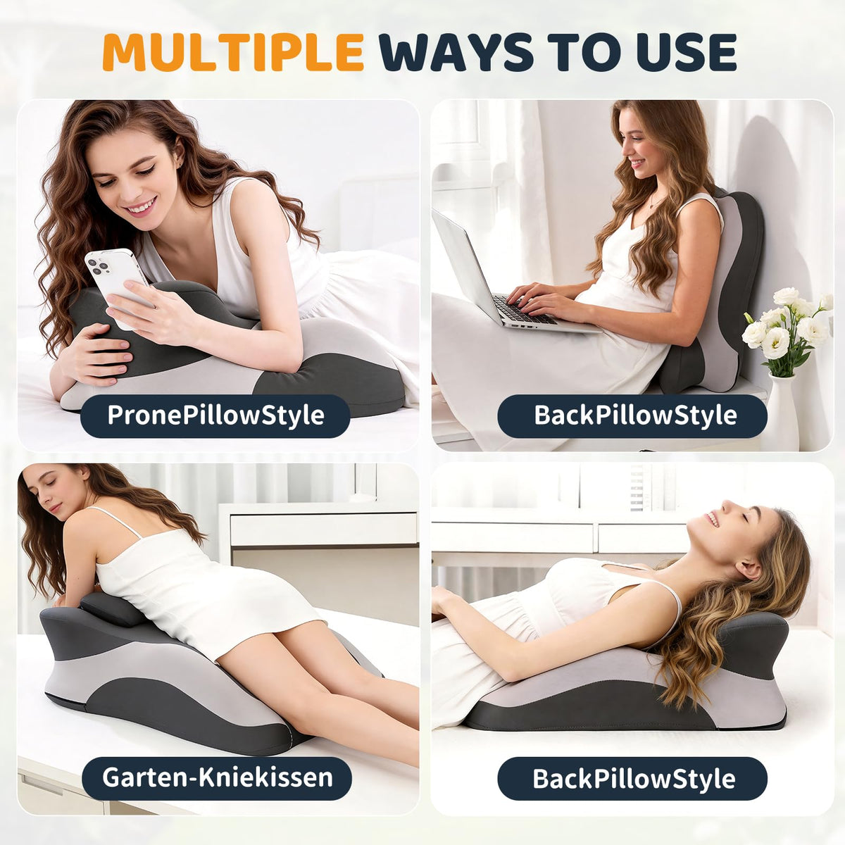 pzvdsog back-support multi-use pillow adapts to bed, sofa, or floor setups.