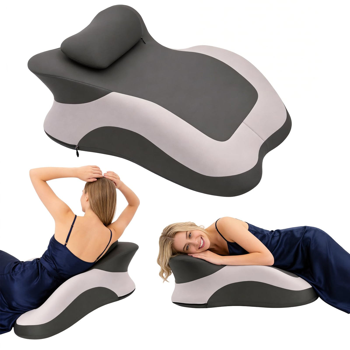 pzvdsog memory foam ergonomic wedge pillow provides targeted neck and back support during sleep.