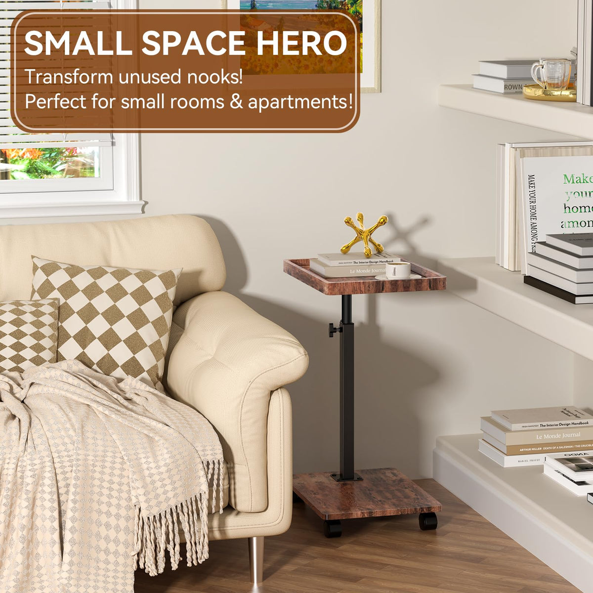 QAUUQQ C Table offers top and bottom storage for snacks and drinks