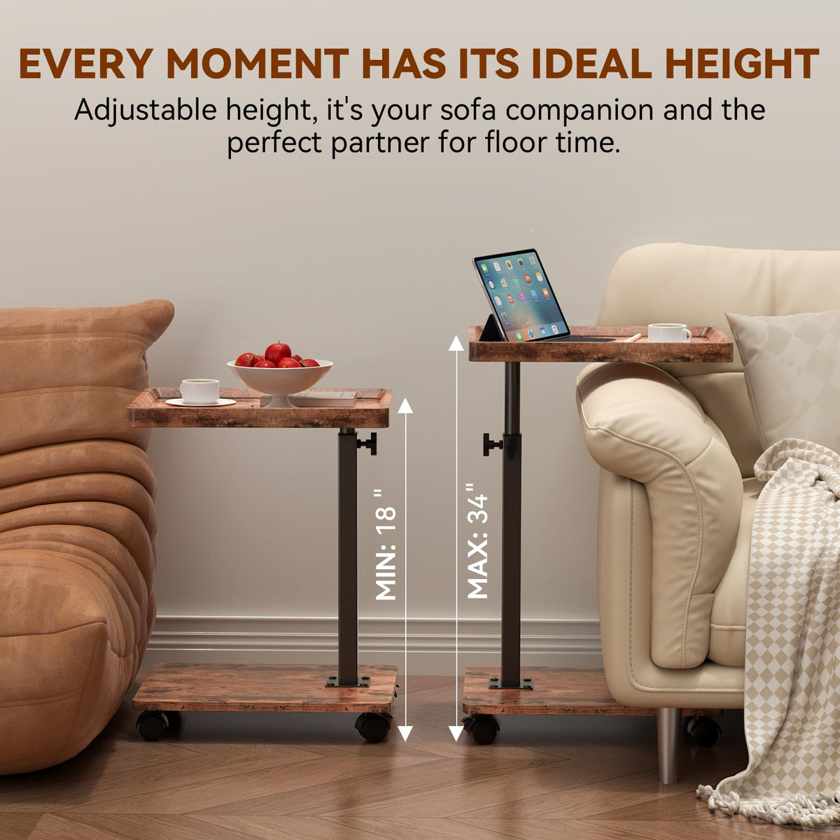 QAUUQQ C Table features a wood top for stability and durability